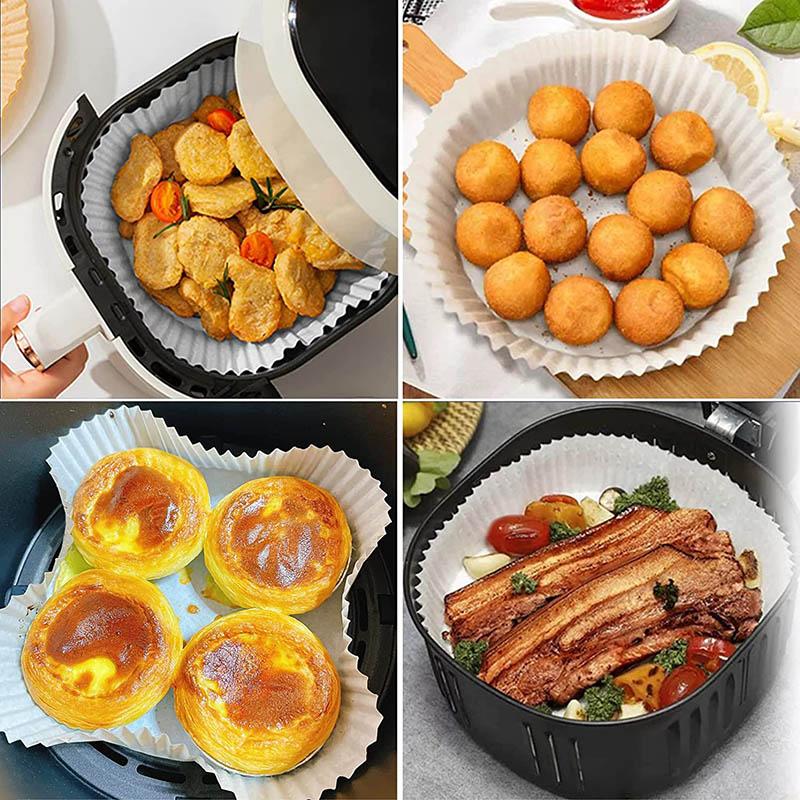 Air Fryer Disposable Paper Liner - 100PCS 6.3inch Round Non-Stick Parchment Paper Liners, Oil-proof, Water-proof