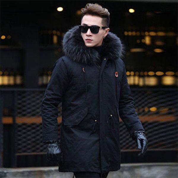 Winter High-end Warmth High-end Warm  Men's Detachable Men's Coat Mid-length Imitation Fur Fox Fur Thick Coat Large Size Parka Coat