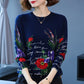 Autumn Women's Thin Printed Sweater Round Neck Pullover Long Sleeve Bottoming Shirt Plus Size Sweater