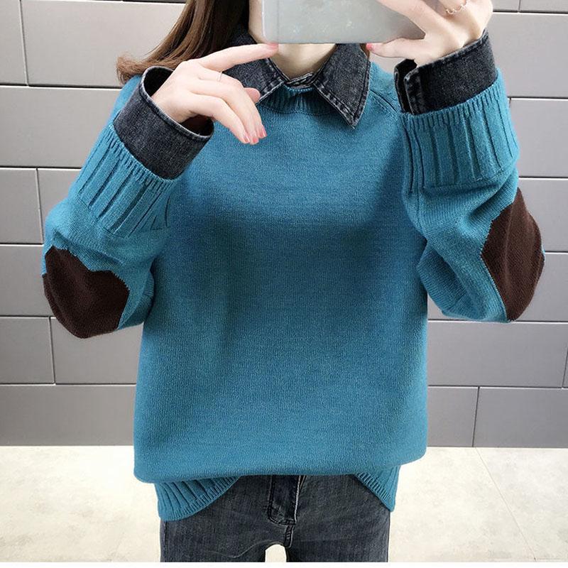 Spring and Autumn Casual Sweater Thicken Loose Knit Top Fashion Simple Female Jacket