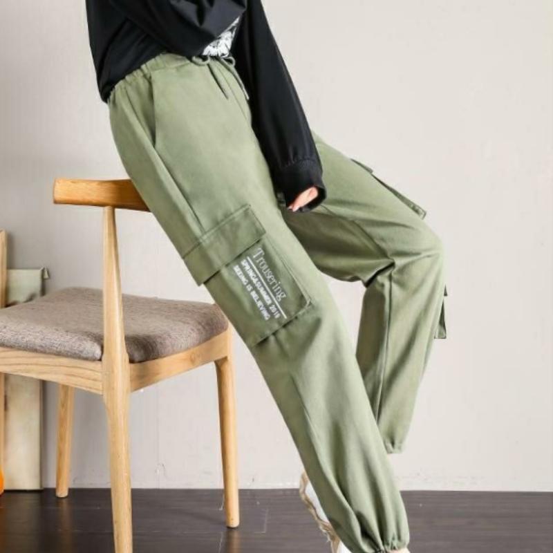 Overalls for Male and Female Students Ins Tide Korean Version of Straight Leg Beam Fashion Versatile Multi-pocket Harlan Sports Casual Pants