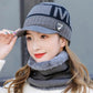 Winter Hats and Scarves 2-piece Set Knitted Woolen Cold-proof Ear Protection Hat and Bib Set Women's Cycling Hat Accessories