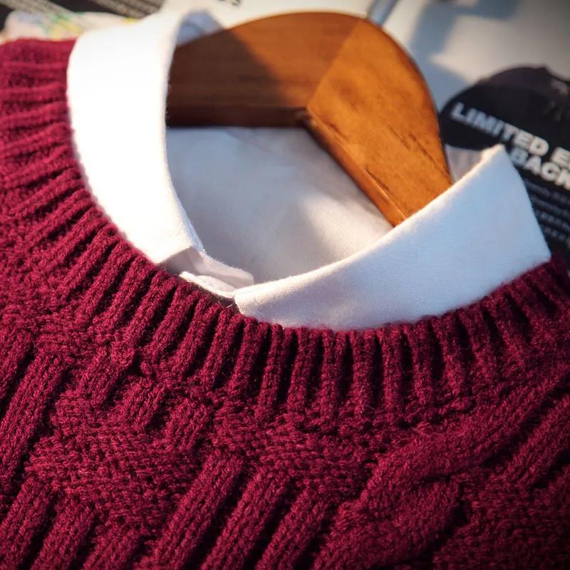 Autumn and Winter Men's Sweater Thickening Youth Round Neck Pullover Sweater Trend Personality Top