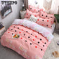 Home Textile Bedding 4pcs Set of Skin-friendly Bed Linen Quilt Cute Animal Bedclothes