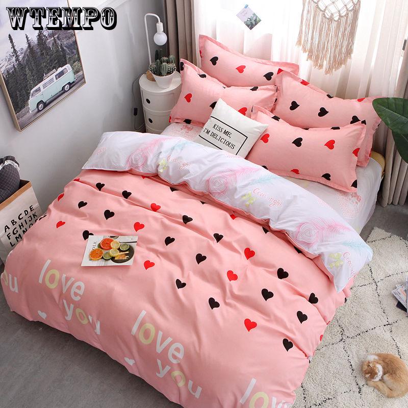 Home Textile Bedding 4pcs Set of Skin-friendly Bed Linen Quilt Cute Animal Bedclothes