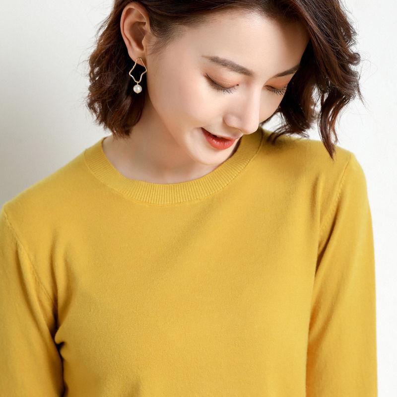 Sweater Female Inside Loose Round Neck Bottoming Shirt Female Solid Color Wild Sweater Large Size