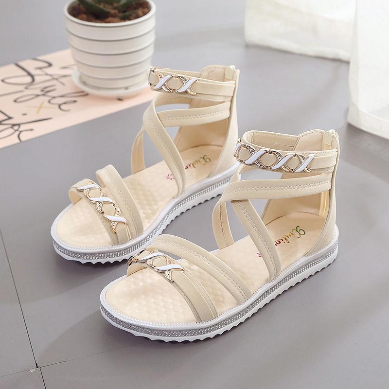 Women's Summer Flat Sandals Student Korean Style All-match Mid-heel Wedges Beach Shoes Bohemian Fairy Shoes