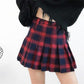 Women Skirts Cute Yellow Black Red Lattice Pleated Skirt Punk Style High Waist Short Skirt