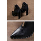 Black Pointed High Heels Martin Boots Sexy Stiletto Zipper Tassel Ankle Boots
