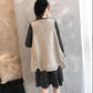 Set Female Autumn and Winter Polka Dot Chiffon Dress + Loose Knitted Sweater Vest Vest Two-piece Suit Can Be Worn with A Coat