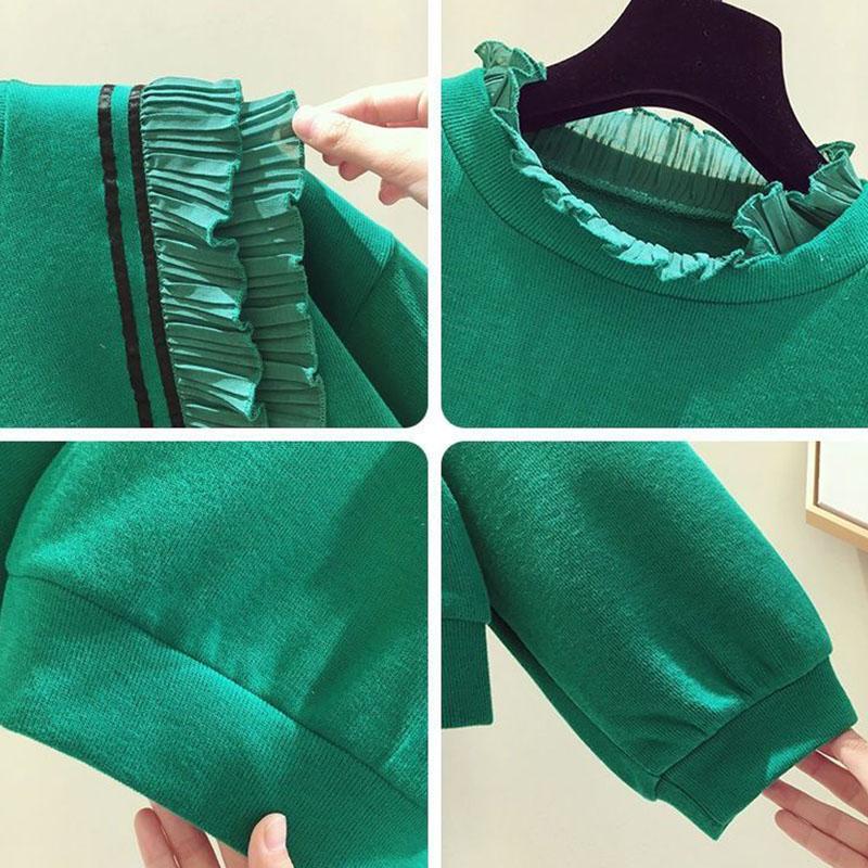 Girls' Sweaters Children's Spring and Autumn Clothes Korean Style Tops Big Children's Loose Lace Spring Styles