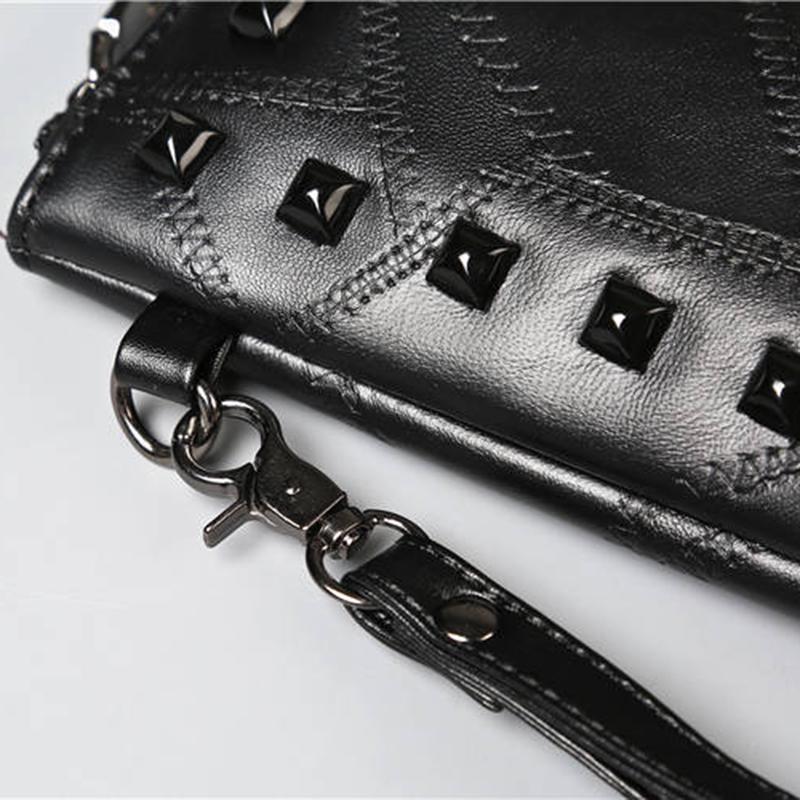 Business Briefcase Men Black Rivets Large Capacity Anti-theft Shoulder Crossbody Mobile Phone Bag