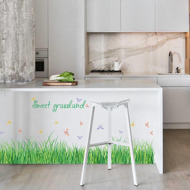[sticker ]Sweet Green Grassland Wall Stickers Home Decor Bathroom Bedroom Kitchen Art Decal Poster