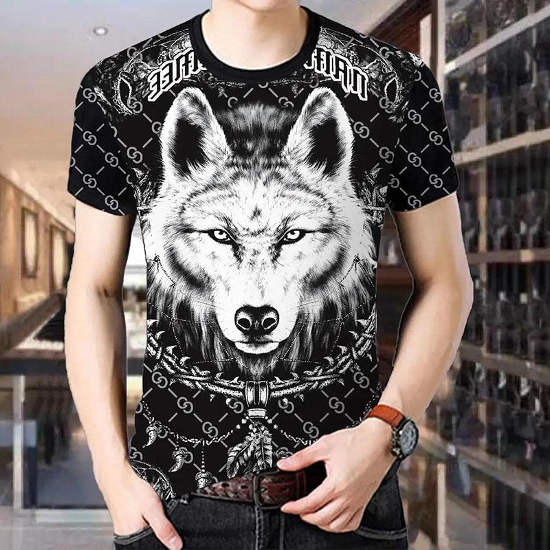 3D Animal Print Shirt Men Tees Fashion Overshirt Half Sleeve T-shirt Loose Breathable Pullover Summer