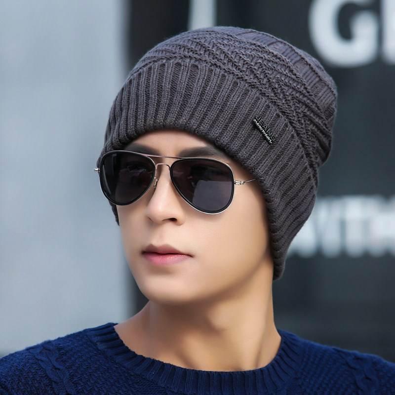 Windproof hat Autumn winter Warm hat Thick hat Man Trend knitting hat Plush Cotton hat Wild hat