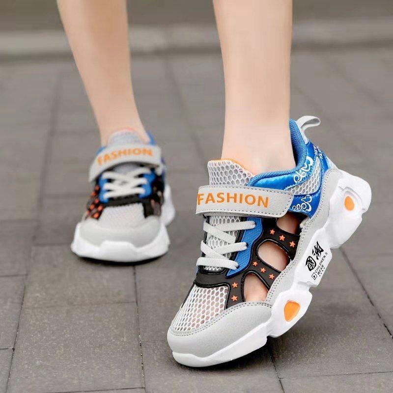 Children's Sports Shoes Spring/Summer Boys Breathable Net Shoes Student Casual Running Shoes Soft Sole Half Sandals