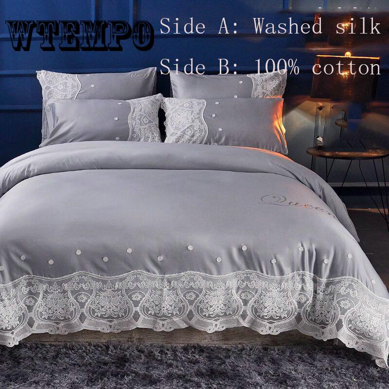 Fashion Lace Bed Skirt All Seasons Bedroom Home Bedding Setfour-piece Suit