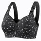 Large Size No Steel Ring Large Cup Thin Cup Full Cup Simple Style Printed Back Three-Row Buckle Adjustable Side Closure Anti-Sagging Bra