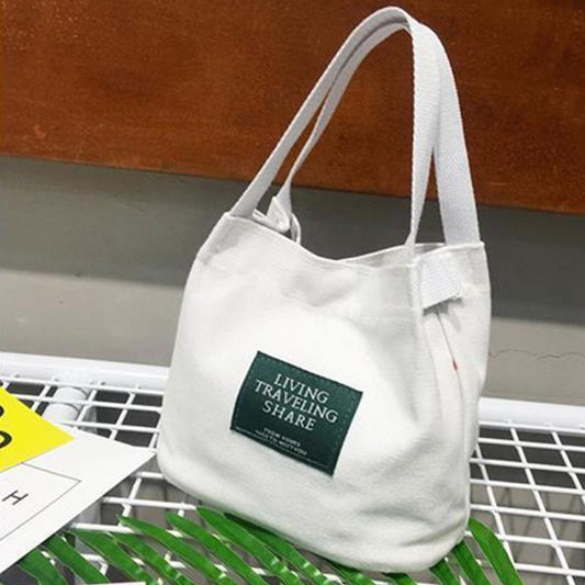 Korean Version of Literary and Artistic Leisure One-shoulder Canvas Bag Female Bag Mini Mummy Bag Small Fresh Bucket Bag