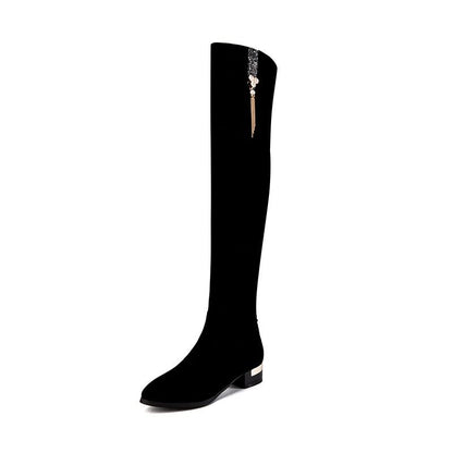 Sexy Slim Fit Elastic Flock Over The Knee Boots Women Shoes Autumn Winter Ladies Over Knee Suede  High Boots