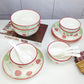 Jingdezhen Tableware Set Creative Cute Eating Bowl Noodle Soup Bowl Thick Rice Plate Rustic Ceramic Tableware Combination