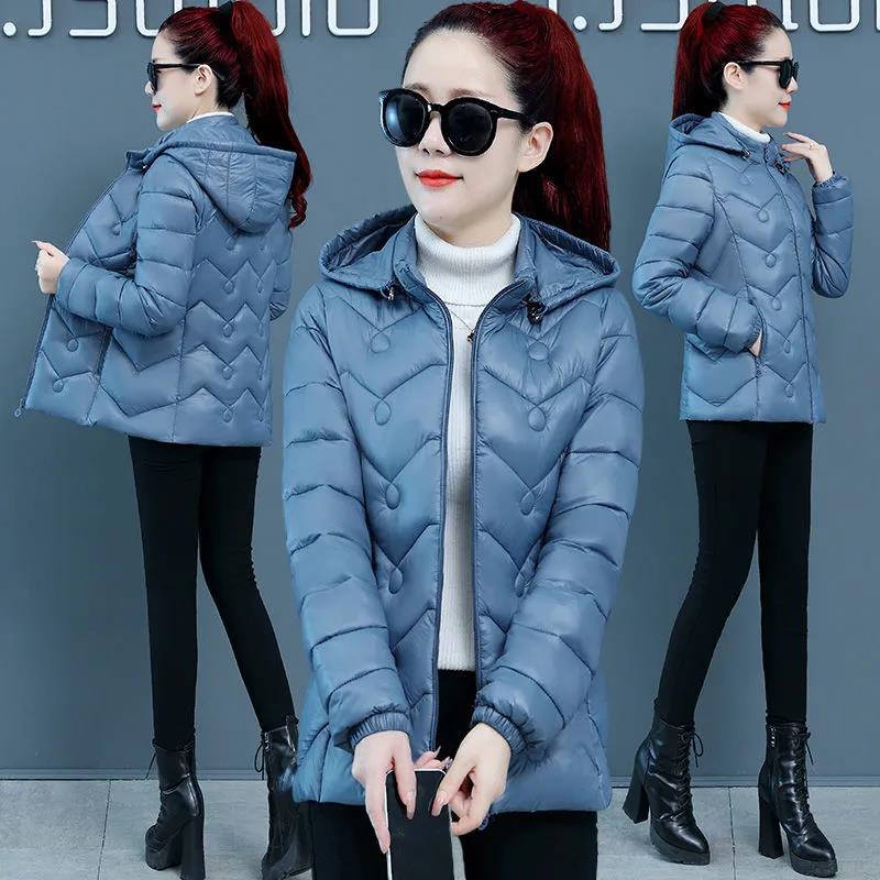 Women's Down Jacket Winter Fashion Hooded Lightweight Jacket Short Solid Color Plus Size Down Jacket