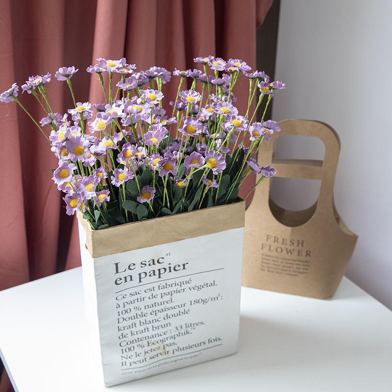 Artificial Flower Small Daisy Fake Flower Home Decoration Flower Silk Flower American Chamomile Dried Flower Countertop Display Bouquet Wildflower
