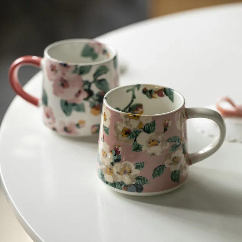 British Floral Ceramic Mug Breakfast Cup Couple Cup Milk Cup Breakfast Cup