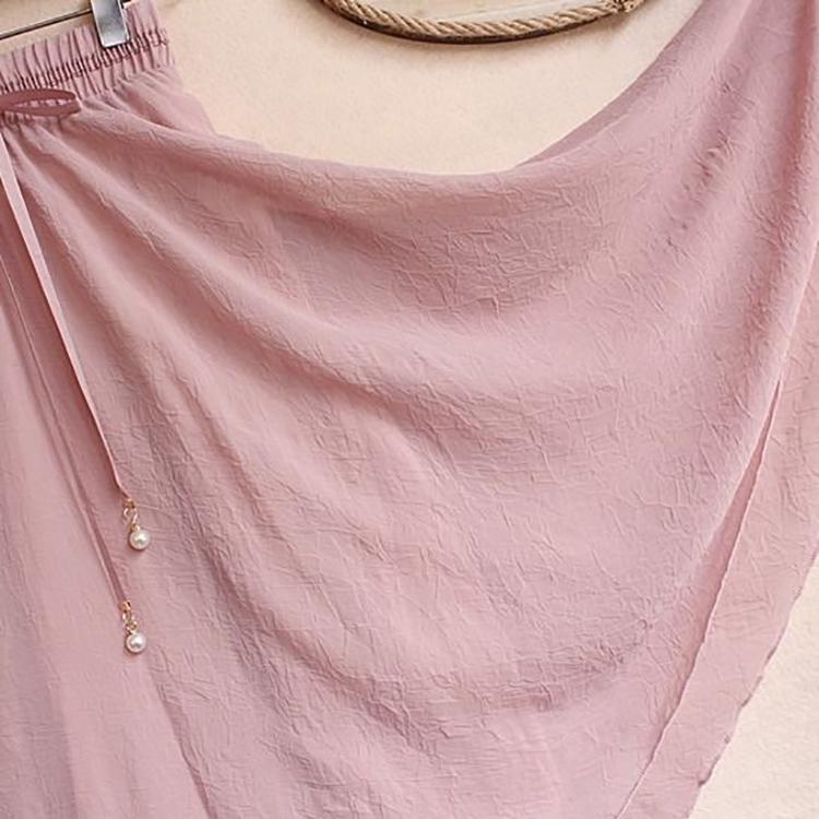 Summer Women High Waist Pleated Chiffon Skirt Plus Size Lady Black Pink Blue Long Maxi Skirt