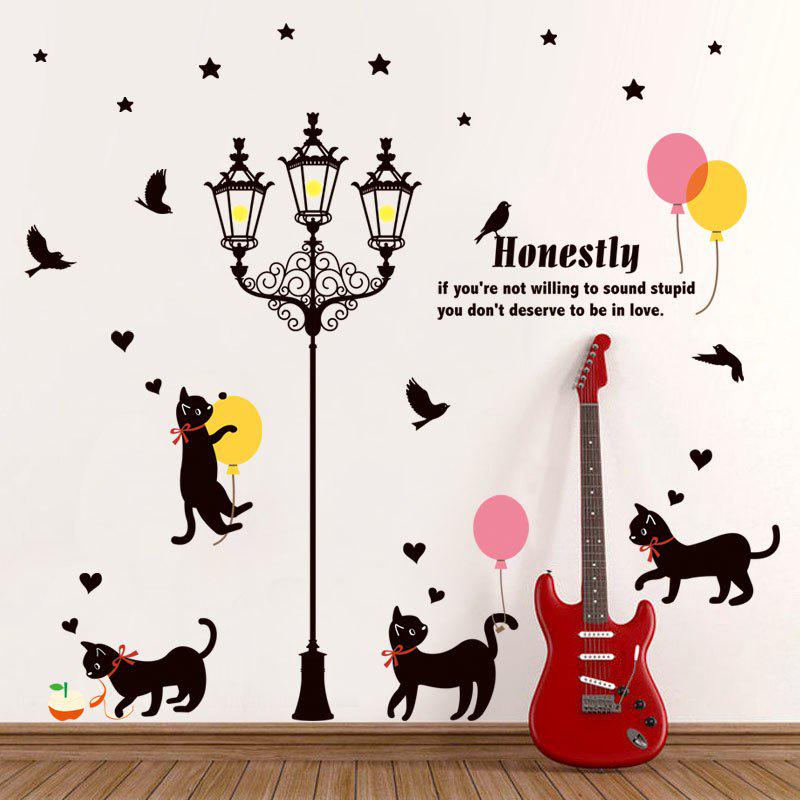 [Wall stickers] cats under the street light wall stickers for kids rooms nursery baby bedroom childr