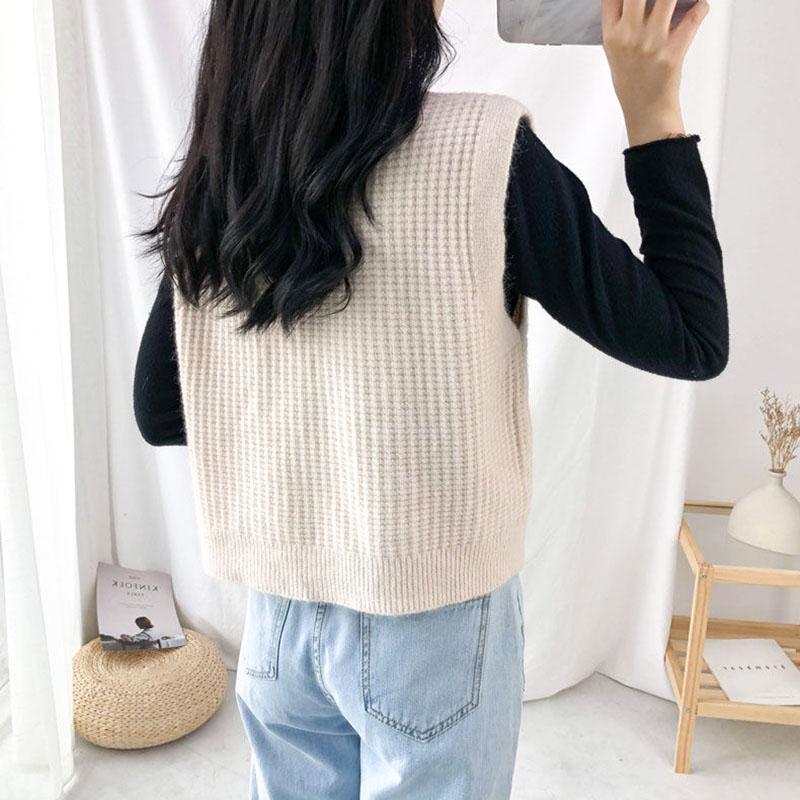Spring and Autumn V-neck Loose Waistcoat Casual Slimming Cardigan Sweater Sleeveless Knitted Female Top