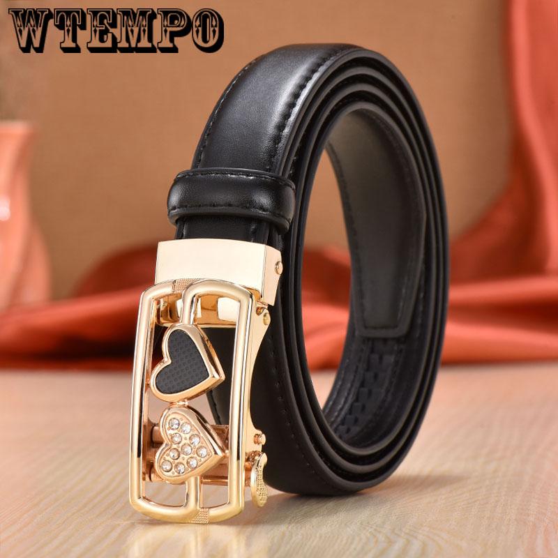 Genuine Leather Belts for Women Automatic Buckle Waist Belt for Jeans Pants Designer Waist Belt