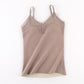 Thermal Underwear Women Velvet Vest Sexy Winter Thermals Sleeveless Body Tops Slim Solid V Neck Lace Inner Wear with Pad Fashion