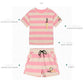 Cotton Striped Sports Suit Women Loose Round Neck Short Sleeve Tethered Shorts Two-piece Running Casual Wear Cute Home Wear Pajamas