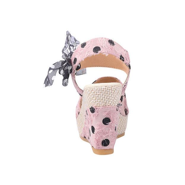 Women's Summer Peep-toe Wedges Heeled Sandals Vintage Lace Party High-heeled Shoes Casual Versatile Non-slip Sandals