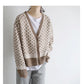 Autumn European and American Style Jacket Short V-neck Knitted Top Cardigan Loose Women Sweater