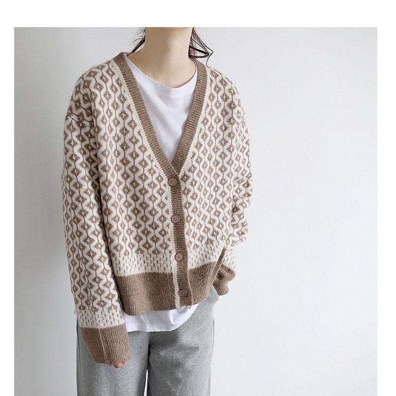 Autumn European and American Style Jacket Short V-neck Knitted Top Cardigan Loose Women Sweater