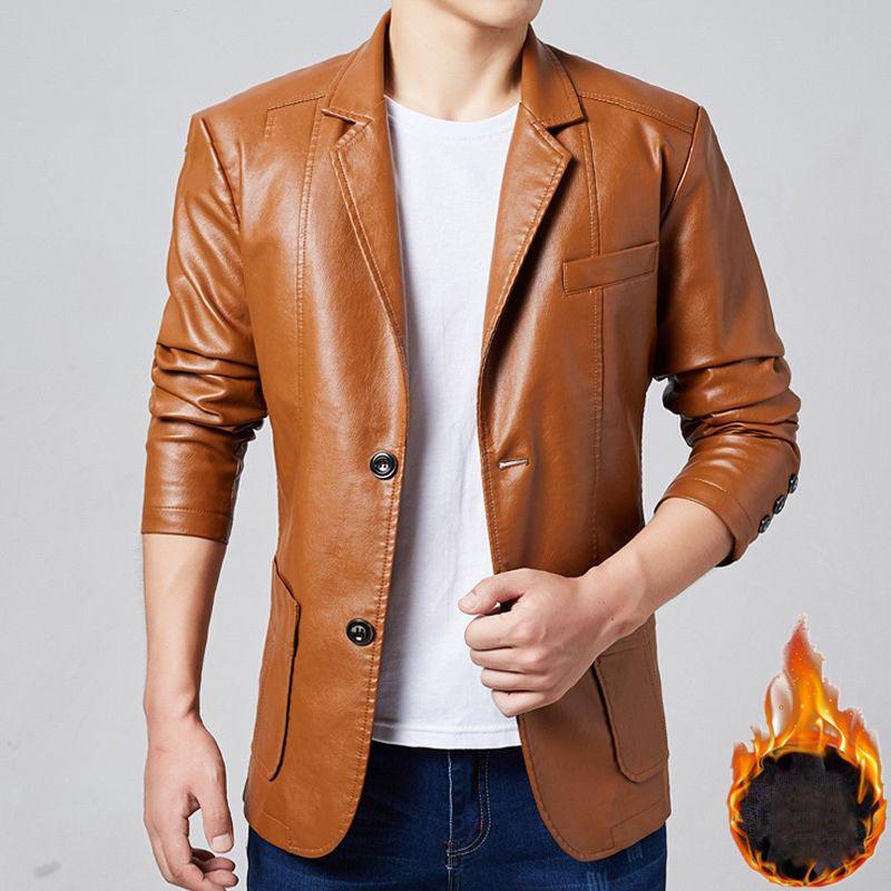 Leather Suit Men's Business Casual Young Middle-aged Leather Men's Jacket Jacket Large Size Plus Velvet