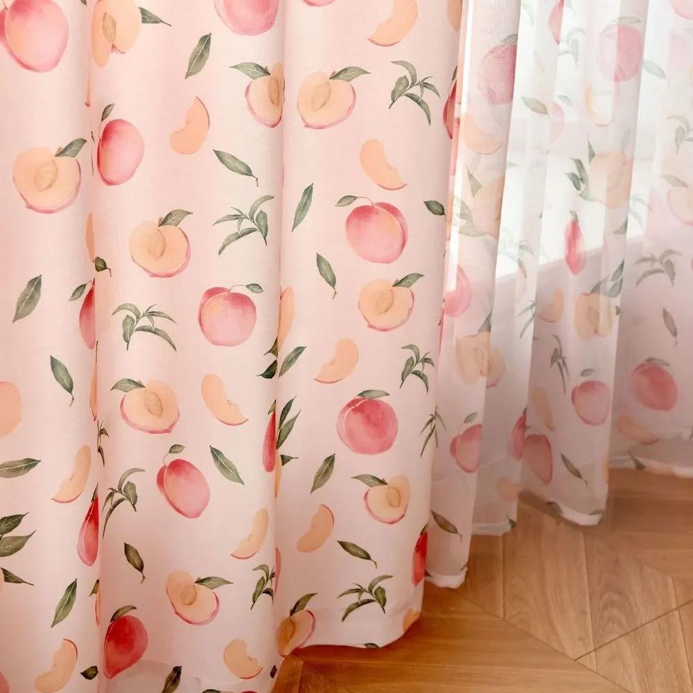 Semi Blackout Curtains Pink Peach Blossom Dormitory Girls Curtains Bedroom Shade Sunscreen Rental Bay Window Curtain Fabric