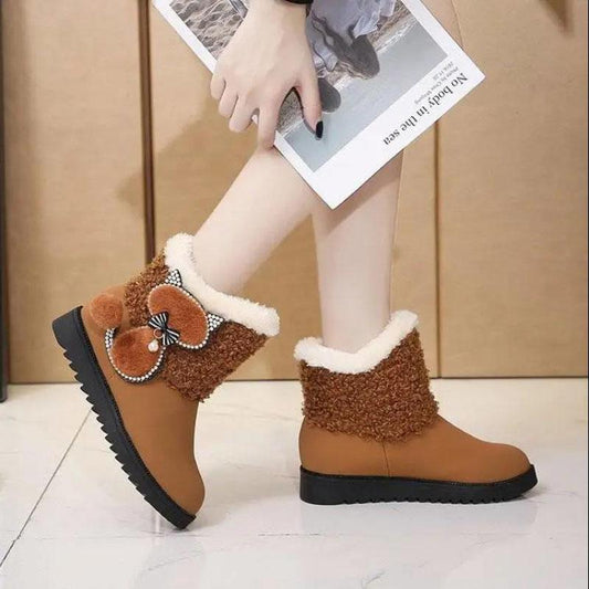 Plus Velvet and Cotton Snow Boots Short Boots Women's Boots Flat Bottom Martin Women's Shoes Round Toe Low Heels