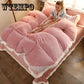 Bedding Set Pink Plush Winter Duvet Cover King Queen Size Quilt Cover Set Comforter Cover
