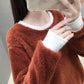 Double-sided Plush Pajamas Top Women's Pullover Plus Velvet Round Neck Bottoming Shirt Loose Autumn Winter Solid Color Home Wear Top