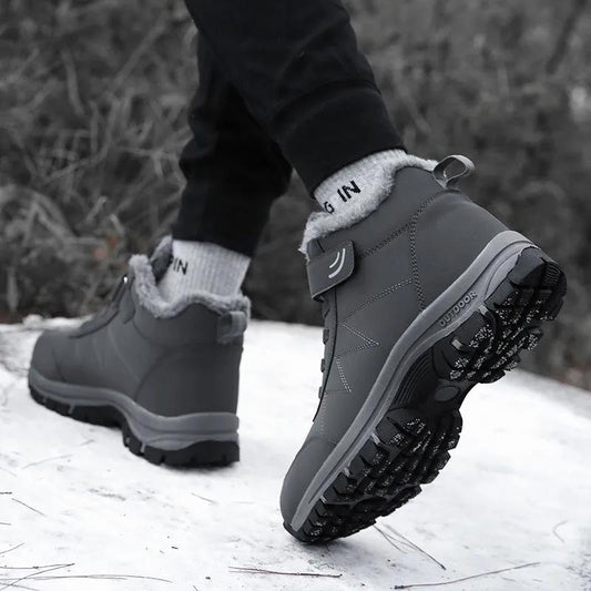 Elderly Shoes Cotton Shoes Winter Plus Velvet Waterproof Non-slip Thick Snow Boots Hiking Shoes Male