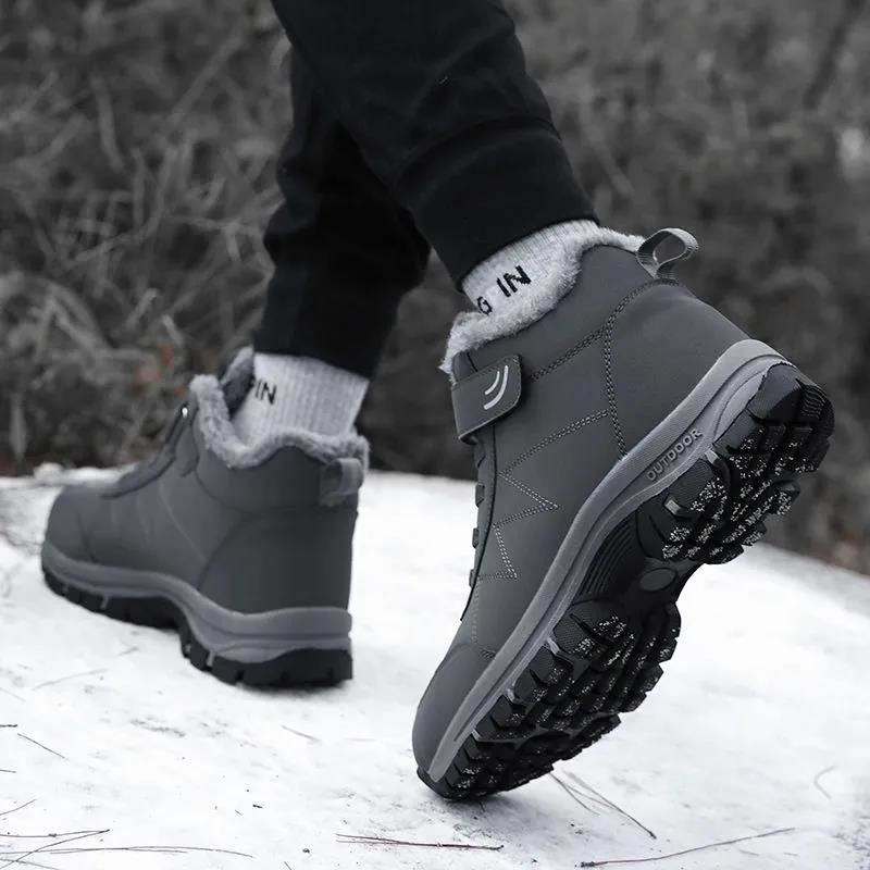 Elderly Shoes Cotton Shoes Winter Plus Velvet Waterproof Non-slip Thick Snow Boots Hiking Shoes Male