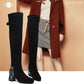 Women's Thick Heel Over Knee Boots High Heel Elastic  Boots Autumn  Winter Plus Fleece High Boots