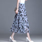 Mesh Floral Skirt Women's Spring/Summer High Waist Mid-Length A-Line Pleated Skirt