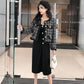 Temperament Short Coat Women's Spring and Autumn All-match Ladies Temperament Long-sleeved Round Neck Black and White Stitching Color