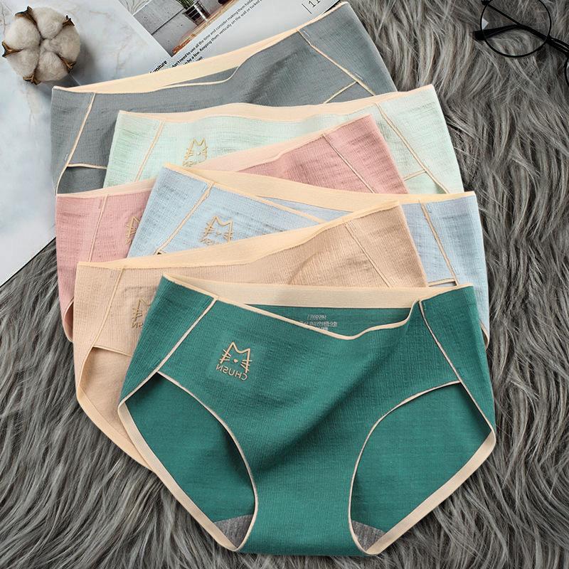 6Pcs/Set Solid Color Briefs Women's Large Size Panties Cotton Soft Breathable High Quality Underpants