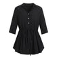 Short-sleeved Chiffon Shirt Women's Mid-sleeve Summer Loose Belly Cover Waist Top Solid Color V-neck Large Size Mid-length Thin Blouses Drawstring Top