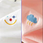 Pure Color Smiley Face Embroidery Polyester Women's Summer Round Collar  Tees Breathable Half-sleeved Harajuku All-match Cartoons Style T Shirt Tops